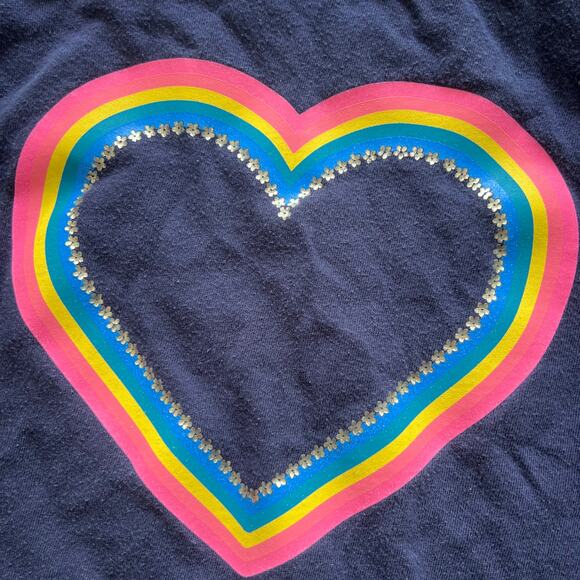 Gap Girl's navy blue and rainbow heart short sleeve cotton tee shirt Medium (8) - Picture 3 of 3